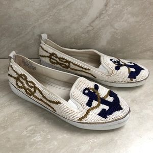 Vintage Shoes Beadz Anchor Rope Beaded Flats 8.5
